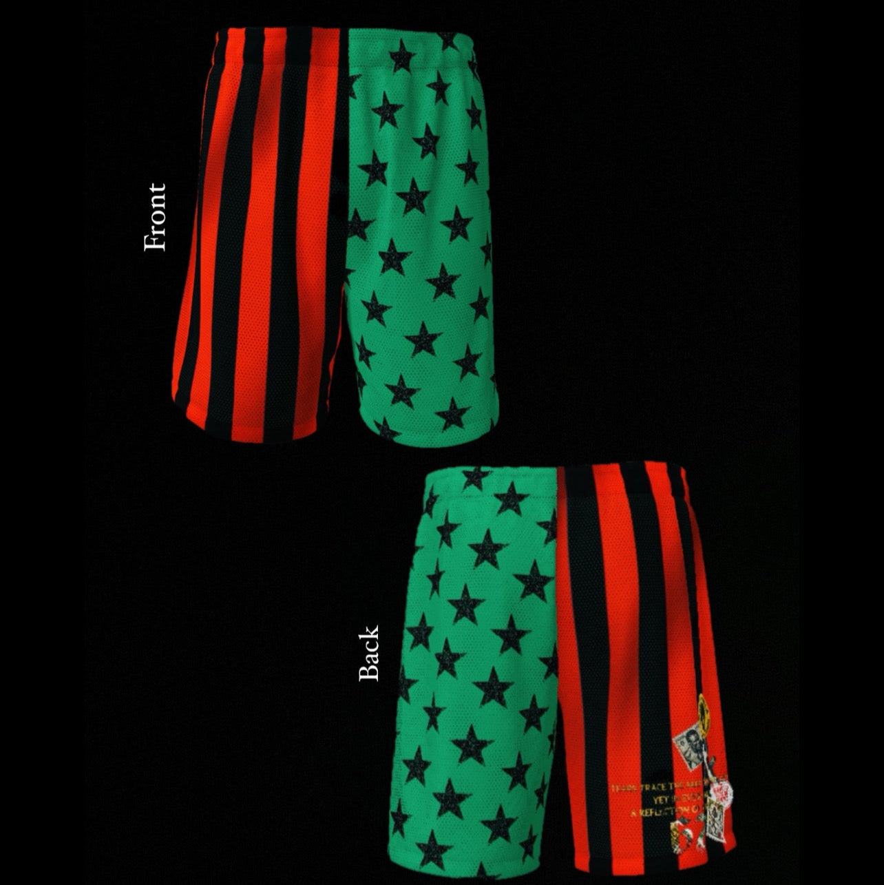 6. African American Split Flag Shorts