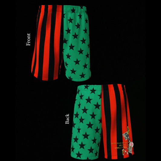 6. African American Split Flag Shorts