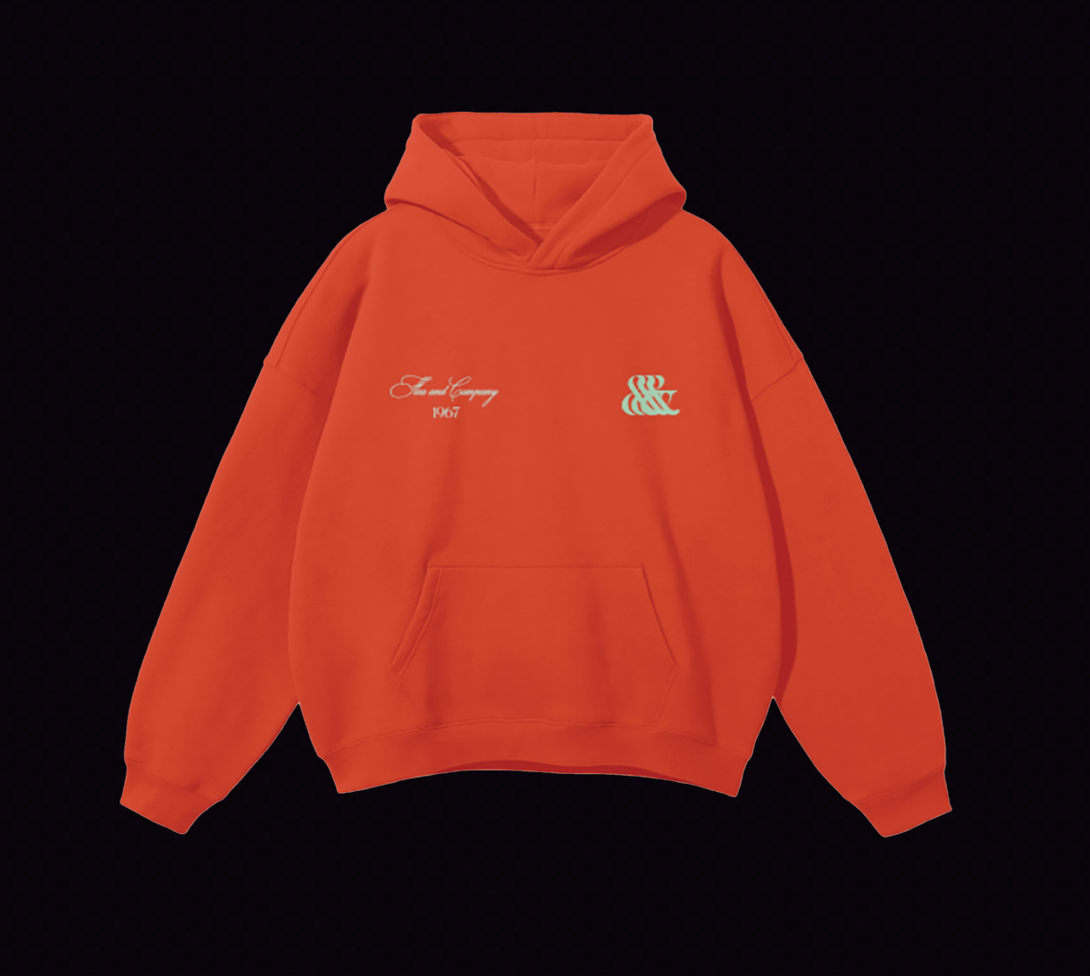 97. Deep Orange Vintage Splice Stamp Hoodie